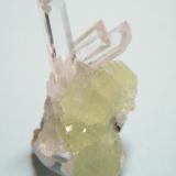 Quartz and Prehnite<br />Goboboseb Mountains, Brandberg area, Erongo Region, Namibia<br />15mm x 26mm x 18mm<br /> (Author: Heimo Hellwig)