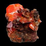 WulfeniteMina Red Cloud, Montes Trigo, Distrito Silver, Condado La Paz, Arizona, USASpecimen size 3 cm, largest wulfenite crystal 1,8 cm (Author: Tobi)