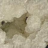 Millerite on Quartz<br />Harrodsburg area, Clear Creek Township, Monroe County, Indiana, USA<br />acicular sprays up to 3.0 cm in a 10.0 geode<br /> (Author: Bob Harman)