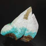 Ktenasite and Gypsum on Calcite<br />Mid-Continent Mine, Picher Field, Treece, Tri-State District, Cherokee County, Kansas, USA<br />4.5 x 5.5 cm<br /> (Author: crosstimber)