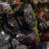 Greenockite on sphaleriteJoplin Field, Tri-State District, Jasper County, Missouri, USA5.5 x 7.0 cm, FOV=2.5 cm (Author: crosstimber)