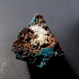 Alfredopetrovite, Chalcomenite, Ahlfeldite<br />El Dragón Mine, Antonio Quijarro Province, Potosí Department, Bolivia<br />15 mm x 10 mm x 8 mm<br /> (Author: Don Lum)