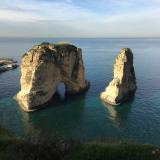 Had a stroll on the corniche overlooking the Mediterranean. Those limestone outcrops are the famous Pigeon Rocks, a prime selfie territory and a Beirut landmark. (Author: Fiebre Verde)