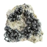 Stibnite, BaryteMina Herja, Chiuzbaia, Baia Sprie, Maramures, RumaníaSpecimen size 10 cm, largest stibnite crystal 2 cm (Author: Tobi)