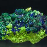 Azurite, Malachite, and Bayldonite<br />Tsumeb Mine, Tsumeb, Otjikoto Region, Namibia<br />2.9 x 4.0 x 6.8 cm<br /> (Author: crosstimber)