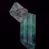 Elbaite (variety indicolite), Quartz<br />Dara-i-Pech pegmatite, Chapa Dara District, Kunar Province (Konar), Afghanistan<br />5.2 x 3.0 cm<br /> (Author: am mizunaka)
