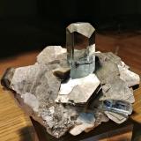 Beryl, Muscovite<br /><br />100mm x 88mm x 76mm; main beryl crystal: 38mm tall (visible part) and 20mm wide<br /> (Author: Carles Millan)