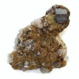 Siderite, Galena, Fluorite<br />Boltsburn Mine, Rookhope District, Weardale, North Pennines Orefield, County Durham, England / United Kingdom<br />Specimen size 11 cm, largest galena 18 mm, largest fluorite 18 mm<br /> (Author: Tobi)