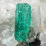 Beryl (variety emerald), Calcite<br />Coscuez mining district, Municipio San Pablo de Borbur, Western Emerald Belt, Boyacá Department, Colombia<br />18x30x34mm, xl=9mm<br /> (Author: Fiebre Verde)