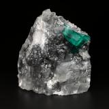 Beryl (variety emerald), Calcite<br />Coscuez mining district, Municipio San Pablo de Borbur, Western Emerald Belt, Boyacá Department, Colombia<br />49x53x33mm, xls=12 & 14mm<br /> (Author: Fiebre Verde)