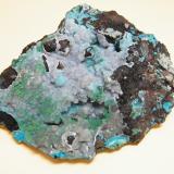 Chrysocolla, Malachite and Quartz<br />Skorpion Mine, Rosh Pinah, Lüderitz District, ǁKaras Region, Namibia<br />127mm x 109mm x 52mm<br /> (Author: Heimo Hellwig)