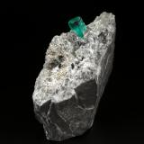 Beryl (variety emerald), Calcite, Pyrite<br />Chivor mining district, Municipio Chivor, Eastern Emerald Belt, Boyacá Department, Colombia<br />39x36x18mm, xl=7mm<br /> (Author: Fiebre Verde)