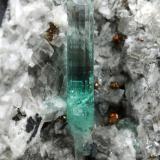 Beryl (variety emerald), Calcite, Pyrite<br />Chivor mining district, Palo Arañado Mine, Municipio Chivor, Eastern Emerald Belt, Boyacá Department, Colombia<br />51x49x46mm, main xl=20mm<br /> (Author: Fiebre Verde)