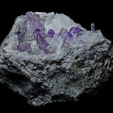 Quartz (variety amethyst), CalciteDepartamento Potosí, Bolivia7.6 x 5.1 cm (Author: am mizunaka)