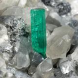 Beryl (variety emerald), Calcite, Dolomite, Pyrite<br />Coscuez mining district, Municipio San Pablo de Borbur, Western Emerald Belt, Boyacá Department, Colombia<br />46x68x26mm, xl=11mm<br /> (Author: Fiebre Verde)