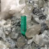 Beryl (variety emerald), Calcite, Dolomite, Pyrite<br />Coscuez mining district, Municipio San Pablo de Borbur, Western Emerald Belt, Boyacá Department, Colombia<br />46x68x26mm, xl=11mm<br /> (Author: Fiebre Verde)