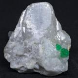 Beryl (variety emerald), Calcite<br />La Pita mining district, Municipio Maripí, Western Emerald Belt, Boyacá Department, Colombia<br />52mm x 46mm x 22mm<br /> (Author: Bergur_E_Sigurdarson)