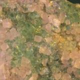 Fluorite and Calcite<br />Berta Quarry, Can Domènech Hill, Roques Blanques Mountains, Sant Cugat del Vallès-El Papiol, Comarca Vallès Occidental / Baix Llobregat, Barcelona, Catalonia / Catalunya, Spain<br />128mm x 73mm x 56mm. Detail.<br /> (Author: franjungle)