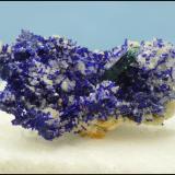 Azurite, Calcite, Malachite<br />Tsumeb Mine, Tsumeb, Otjikoto Region, Namibia<br />28 x 18 x 12mm<br /> (Author: Pierre Joubert)