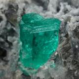 Beryl (variety emerald), Calcite<br />Muzo mining district, Western Emerald Belt, Boyacá Department, Colombia<br />37x19x24mm, xl=9x6mm<br /> (Author: Fiebre Verde)