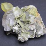 Calcite and Mottramite<br />Tsumeb Mine, Tsumeb, Otjikoto Region, Namibia<br />81mm x 56mm x 45mm<br /> (Author: Heimo Hellwig)