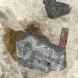 Pseudobrookite, Ilmenite, Cuprorivaite<br />Summit Rock, Klamath County, Oregon, USA<br />FOV = 1.2 mm<br /> (Author: Doug)