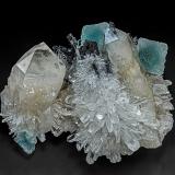 Quartz, Fluorite, Hübnerite<br />Huayllapon Mine (Huallapon Mine), Pasto Bueno, Pampas District, Pallasca Province, Ancash Department, Peru<br />12.2 x 8.5 cm<br /> (Author: am mizunaka)