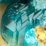 Caledonite<br />Reward Mine, Reward, Russ District, Inyo County, California, USA<br />FOV = 1.6 mm<br /> (Author: Doug)