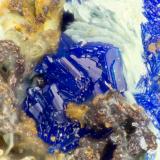 Azurite<br />Mohawk Mine, Mohawk Hill, Clark Mountains, Clark Mountain District (Clark District), San Bernardino County, California, USA<br />FOV = 1.1 mm<br /> (Author: Doug)