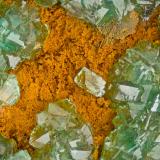 Adamite<br />Hilarion Mine, Hilarion area, Kamariza Mines, Agios Konstantinos, Lavrion Mining District, Attikí (Attica) Prefecture, Greece<br />FOV = 4.0 mm<br /> (Author: Doug)