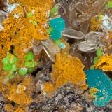 Hemimorphite, Rosasite<br />Simon Mine, Bell District, Mineral County, Nevada, USA<br />FOV = 3.5 mm<br /> (Author: Doug)