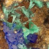 Malachite, Azurite<br />Friedrichssegen Mine, Frücht, Bad Ems District, Lahn Valley, Rhineland-Palatinate/Rheinland-Pfalz, Germany<br />FOV = 1.7 mm<br /> (Author: Doug)