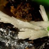 Cerussite, Conichalcite<br />Mohawk Mine, Mohawk Hill, Clark Mountains, Clark Mountain District (Clark District), San Bernardino County, California, USA<br />FOV = 1.6 mm<br /> (Author: Doug)