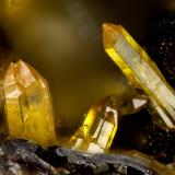 Mimetite<br />Chalk Mountain Mine, Chalk Mountain, Middlegate, Chalk Mountain District, Churchill County, Nevada, USA<br />FOV = 1.3 mm<br /> (Author: Doug)