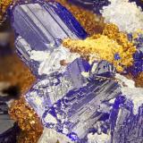 Azurite<br />Indiana-Arizona Mine, Waterman Mountains, Tohono O'odom (Papago) Indian Reservation, Waterman District, Pima County, Arizona, USA<br />FOV = 4.0 mm<br /> (Author: Doug)