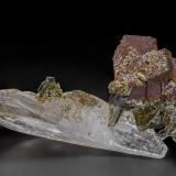 Quartz, Siderite, Muscovite, Rutile<br />Rist Mine, Hiddenite, Alexander County, North Carolina, USA<br />14.2 x 5.0 cm<br /> (Author: am mizunaka)