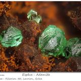 Adamite<br />Hilarion Mine, Hilarion area, Kamariza Mines, Agios Konstantinos, Lavrion Mining District, Attikí (Attica) Prefecture, Greece<br />fov 2.5 mm<br /> (Author: ploum)