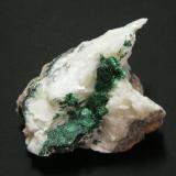Malachite and Calcite<br />Tsumeb Mine, Tsumeb, Otjikoto Region, Namibia<br />48mm x 40mm x 57mm<br /> (Author: Heimo Hellwig)