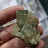 Fluorapatito (Grupo Apatito) sobre CuarzoMinas da Panasqueira, Aldeia de São Francisco de Assis, Covilhã, Castelo Branco, Cova da Beira, Centro, Portugal (Autor: Ignacio)