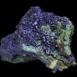 Azurite with Malachite<br />Khanong open pit, Sepon Mine, Vilabouly District, Savannakhét Province, Laos (Lao P.D.R.)<br />120 x 90 x 70 mm<br /> (Author: Rob Schnerr)