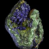 Azurite with Malachite<br />Khanong open pit, Sepon Mine, Vilabouly District, Savannakhét Province, Laos (Lao P.D.R.)<br />120 x 90 x 70 mm<br /> (Author: Rob Schnerr)