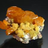 Wulfenite and MimetiteLa Morita Mine, Municipio Ascención, Chihuahua, Mexico2.0 cm x 2.3  x 3.0 cm (Author: Michael Shaw)