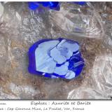 Azurite and Baryte<br />Cap Garonne Mine, Le Pradet, Toulon, Var, Provence-Alpes-Côte d'Azur, France<br />fov 1.5 mm<br /> (Author: ploum)