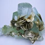 Berilo, Moscovita<br />Chumar Bakhoor, Valle Hunza, Distrito Nagar, Gilgit-Baltistan (Áreas del Norte), Paquistán<br />100 mm x 70 mm. Cristal principal de berilo: 22 mm de anchura<br /> (Autor: Carles Millan)