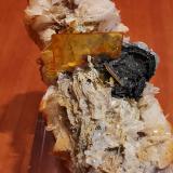 Wulfenite<br />Les Dalles Mine (Lidal Mine), Mibladen mining district, Mibladen, Midelt, Midelt Province, Drâa-Tafilalet Region, Morocco<br />2 cm x 4,3 cm.<br /> (Author: Enrique Llorens)