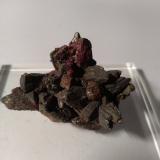 Cinabrio sobre Marcasita<br />Mina Monte Labbro, Monte Amiata, Santa Fiora, Provincia Grosseto, Toscana, Italia<br />48 mm x 38 mm<br /> (Autor: Sante Celiberti)