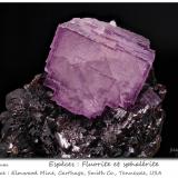 Fluorite on SphaleriteElmwood Mine, Carthage, Central Tennessee Ba-F-Pb-Zn District, Smith County, Tennessee, USAfov 90 mm (Author: ploum)