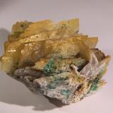 Baryte, Malachite<br />Nieves Mine, Monte Dobra, Viérnoles, Torrelavega, Comarca Besaya, Cantabria, Spain<br />68mm x 52mm x 65mm<br /> (Author: Firmo Espinar)