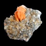 Cerussite, Galena and Baryte<br />Mibladen (Mibladen mining district), Midelt, Midelt Province, Drâa-Tafilalet Region, Morocco<br />80 mm x 60 mm x 40 mm<br /> (Author: Dany Mabillard)