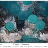 Rosasite<br />Vesley Mine, Granite Gap, San Simon District, Hidalgo County, New Mexico, USA<br />fov 1.9 mm<br /> (Author: ploum)